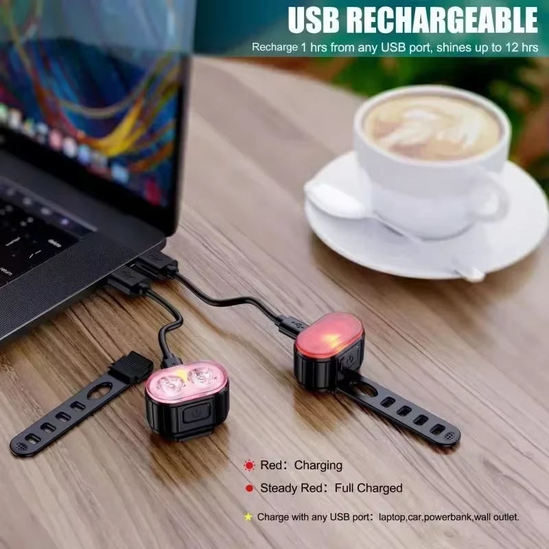 Bike Light Set Rechargeable Rear Light Front Lamp Waterproof Riding Headlight USB MTB Taillight Led 1PC Cycling Parts